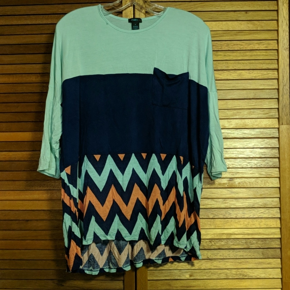 Navy and Teal Chevron Shirt